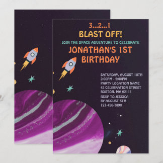 Birthday Party im Weltraum Einladung