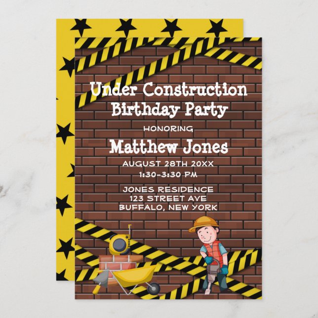Birthday Party in Construction Bricks (Vorne/Hinten)