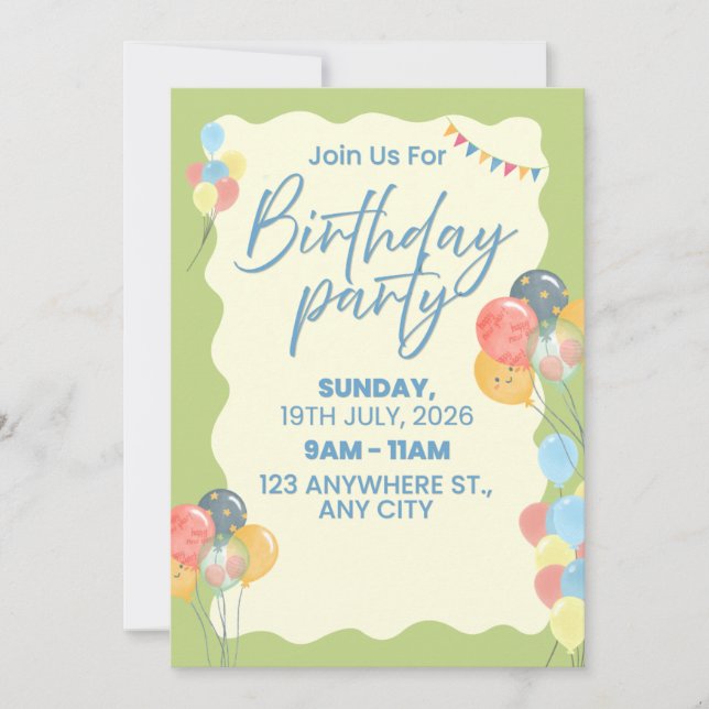 Birthday Party Invitation  (Vorderseite)