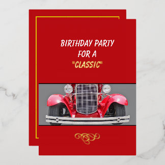 Birthday Party invite for a Classic (older person) Folien Feiertagskarte