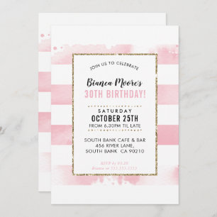 BIRTHDAY PARTY INVITE goldfarbener Streifen Einladung