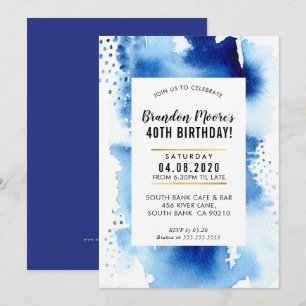 BIRTHDAY PARTY INVITE Moderne Aquarell cool blau Einladung