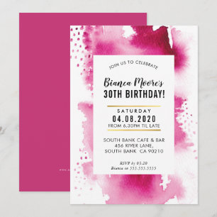 BIRTHDAY PARTY INVITE Modernes Aquarell fett rosa Einladung