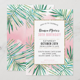 BIRTHDAY PARTY INVITE tropische Palmen Blätter lua Einladung