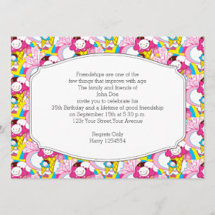 Birthday Party Kawaii Ice Creme Uber Niedlich Einladung