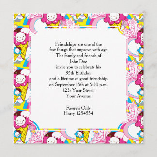 Birthday Party Kawaii Ice Creme Uber Niedlich Einladung