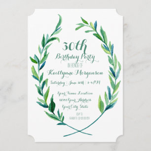 Birthday Party Laurel Wreath Olive Leaf Zweigstell Einladung