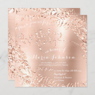 Birthday Party Leafs Wreath Glam Pink Rose Gold Einladung