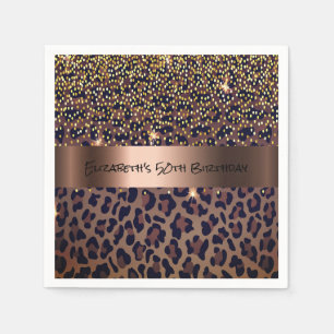 Birthday Party leopard Print Bronze Serviette