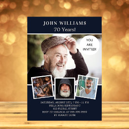 Birthday Party Marine blaue Foto Collage Einladungspostkarte