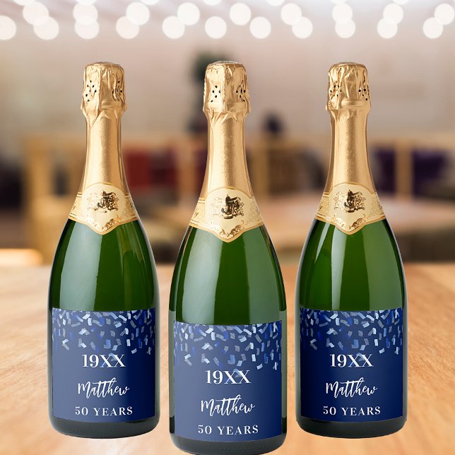 Birthday Party Marine Blue Konfetti Namen Jahre (Von Creator hochgeladen)