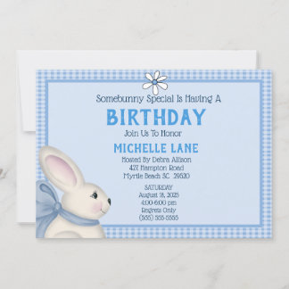 Birthday Party mit Blauer Kaninchen Einladung