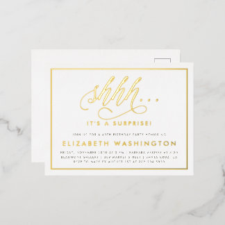 Birthday Party mit Gold und Weiß Folie Einladungspostkarte