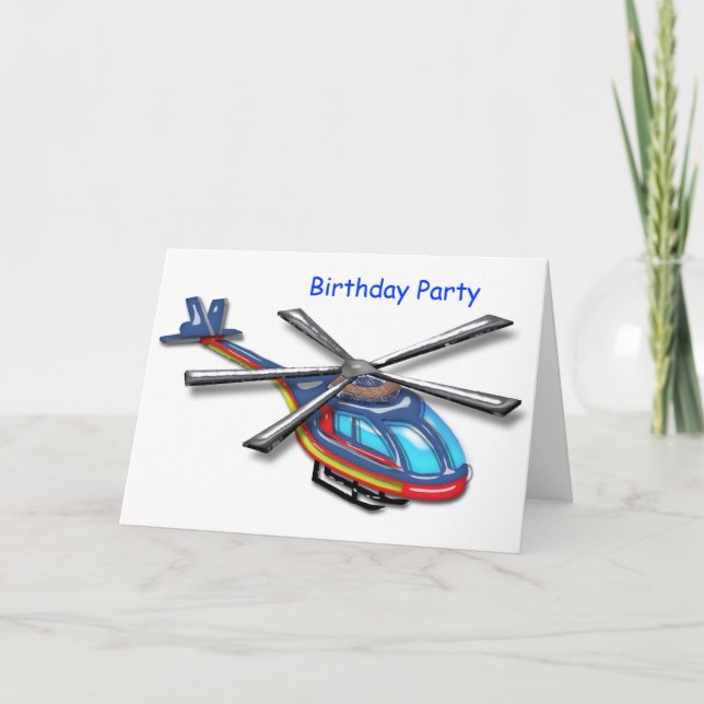 Birthday Party mit Hochfliegerhubschrauber Dankeskarte (Vorderseite)