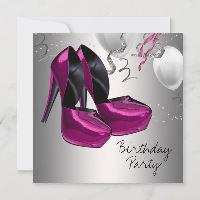 Birthday Party mit Hot Pink High Heel Shoes Einladung (Vorderseite)
