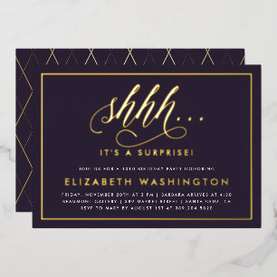 Birthday Party mit Lila Gold und Überraschung Folieneinladung