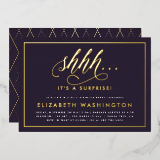 Birthday Party mit Lila Gold und Überraschung Folieneinladung