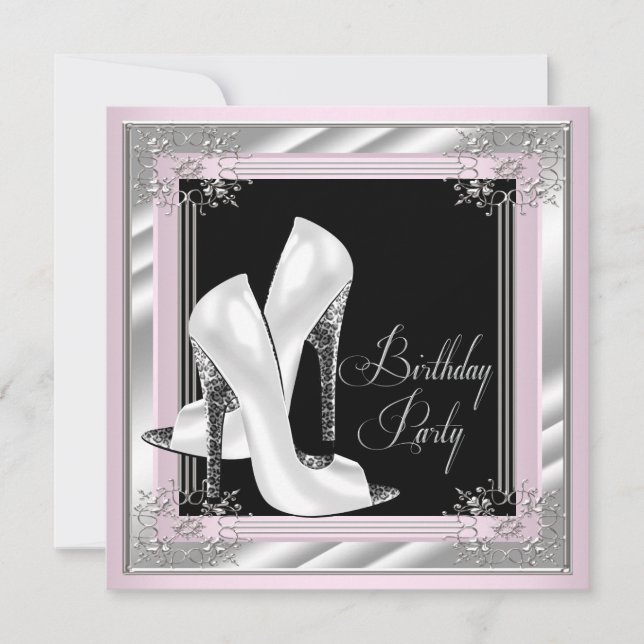 Birthday Party mit rosa High Heel Einladung (Vorderseite)