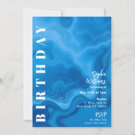 Birthday Party Moonstone Blue Einladung