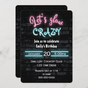 Birthday Party Neon Sign on Bridge Einladung