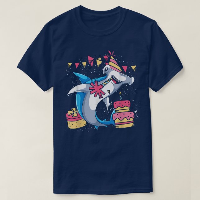Birthday Party Niedlich Hai Ozean Tier Lover Hamme T-Shirt (Design vorne)