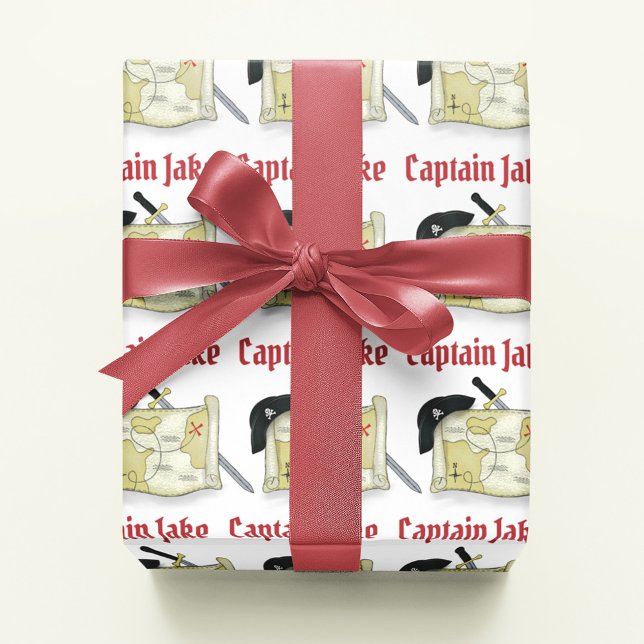 Birthday Party Niedlich Pirate Personalisiert Geschenkpapier (Captain Jake's custom pirate gift wrap. )