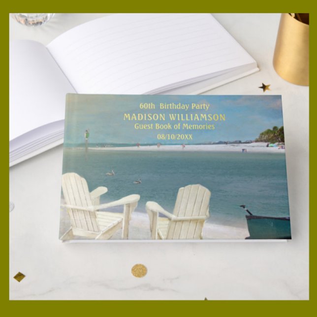 Birthday Party Ocean Beach Chairs Real Gold Fossil Gästebuch (Von Creator hochgeladen)
