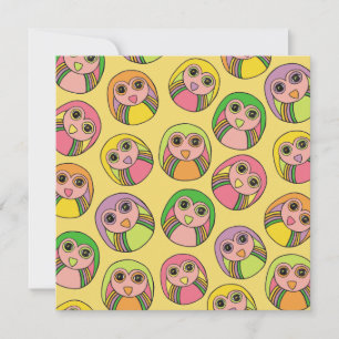 Birthday Party Owl Regenbogen Muster Einladung