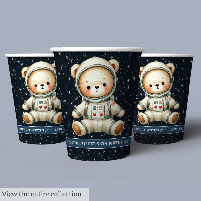 Birthday Party Paper Cups Teddy Bären Astronaut Ju Pappbecher (Birthday Party Paper Cups Teddy Bear Astronaut Boy)