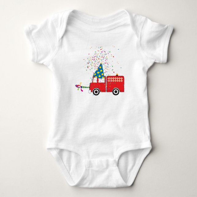 Birthday Party personalisiert Red Fire Truck Baby Strampler (Vorderseite)