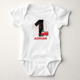 Birthday Party personalisiert Red Fire Truck Baby Strampler