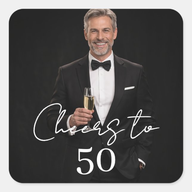 Birthday party photo cheers quadratischer aufkleber (Vorderseite)