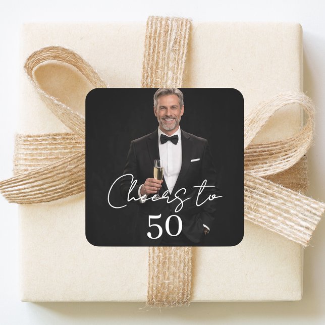 Birthday party photo cheers quadratischer aufkleber (Von Creator hochgeladen)