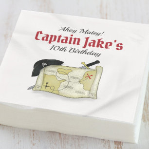 Birthday Party Pirate Map Whimsical Personalisiert Serviette
