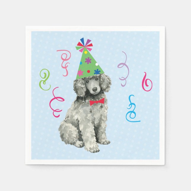 Birthday Party Poodle Serviette (Vorderseite)
