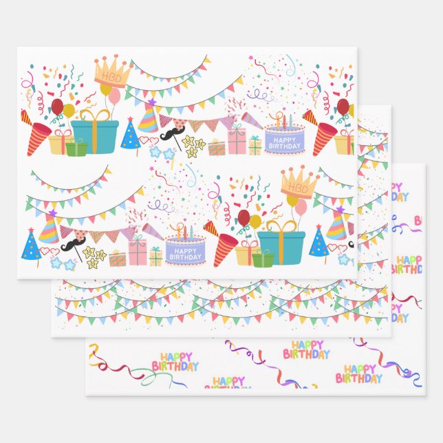 Birthday Party Props Colorful Geschenkpapier Set (Set)