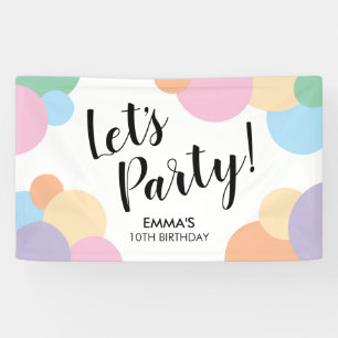 Birthday Party Rainbow Ballon Dots Name Banner
