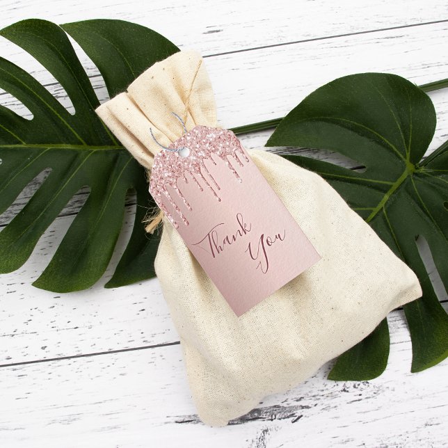 Birthday Party Rose Gold Glitzer Tropfen vielen Da Geschenkanhänger (Von Creator hochgeladen)