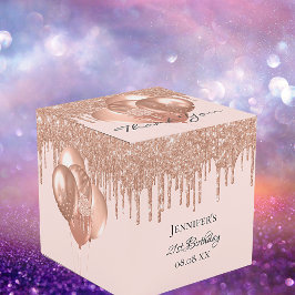 Birthday Party Rose Gold Rose Glitzer Ballons Geschenkschachtel