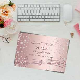 Birthday Party Save the Date rose gold glam Postkarte