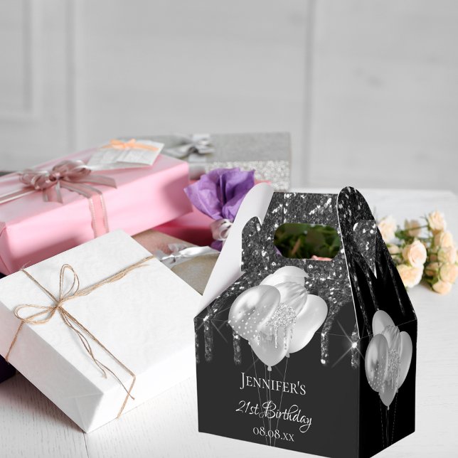 Birthday Party Schwarz-Silber-Glitzer Tropfen Ball Geschenkschachtel (Von Creator hochgeladen)