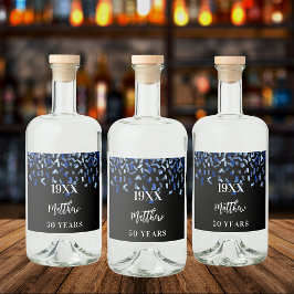 Birthday Party schwarze Marine blauen Konfetti Nam Alkoholflaschenetikett