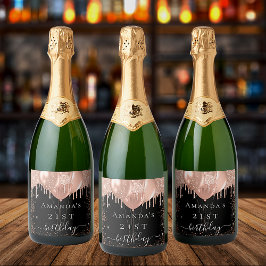 Birthday Party Schwarze Rose Gold Glitzer Ballons