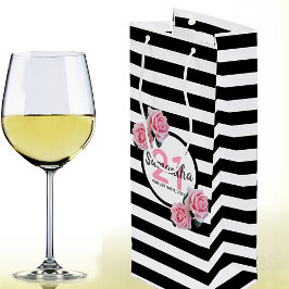 Birthday Party schwarze Streifen rosa Florenz Name Geschenktüte Für Weinflaschen