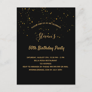 Birthday Party schwarzes Gold einfache Einladung Postkarte