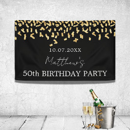 Birthday Party schwarzes Gold Konfetti Banner