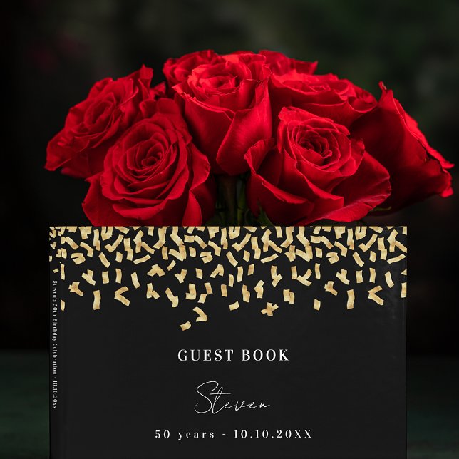 Birthday Party schwarzes Gold Konfetti Gästebuch (Von Creator hochgeladen)