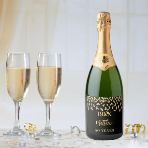 Birthday Party schwarzes Gold Konfetti Namen Jahre