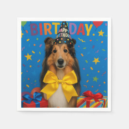 Birthday Party Sheltie Serviette
