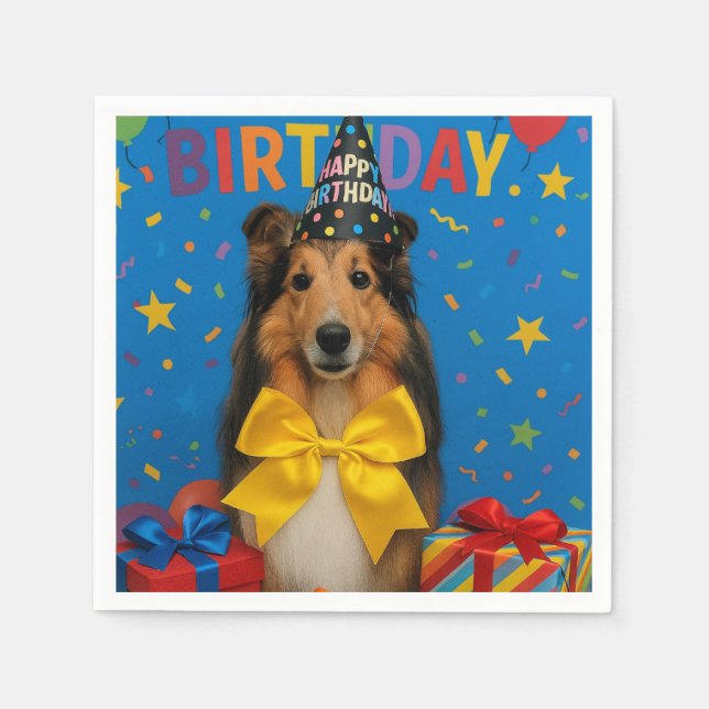 Birthday Party Sheltie Serviette (Vorderseite)